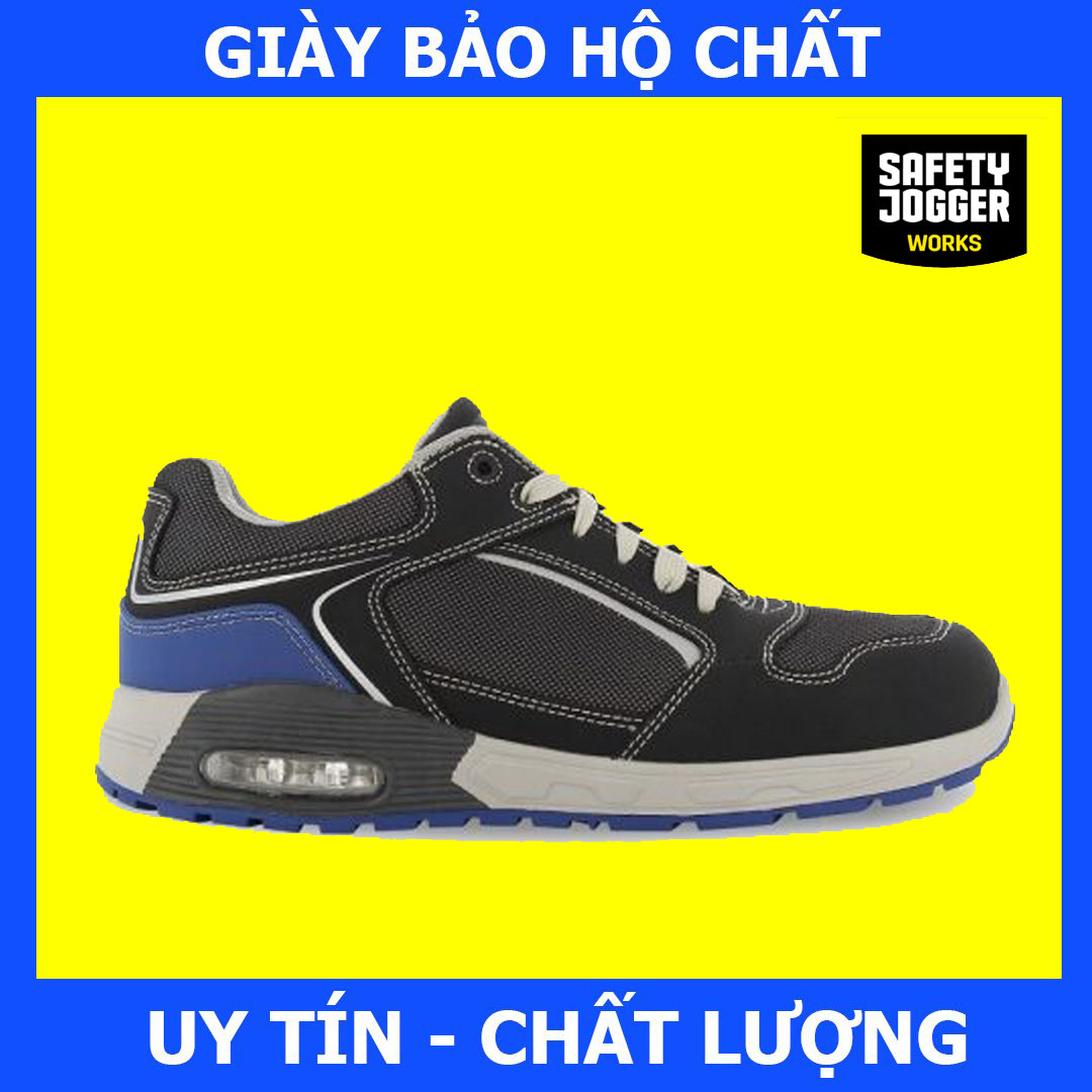 Hàng Chính Hãng Giày Bảo Hộ Safety Jogger Raptor Da Chất Lượng Cao, Đế Chống Đâm Xuyên, Chống Trơn Trượt - Xanh Đen - 40