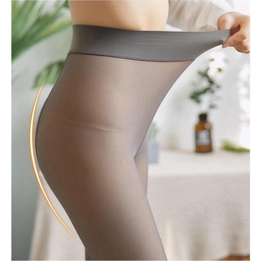 Quần tất 3D lừathịgiác, lót nỉ, siêuấm,siêudai,thậtchân,cogiãn,đànhồitốt, hàngcaocấp loại_1 Nữ Đen Women Nhung - Ghi