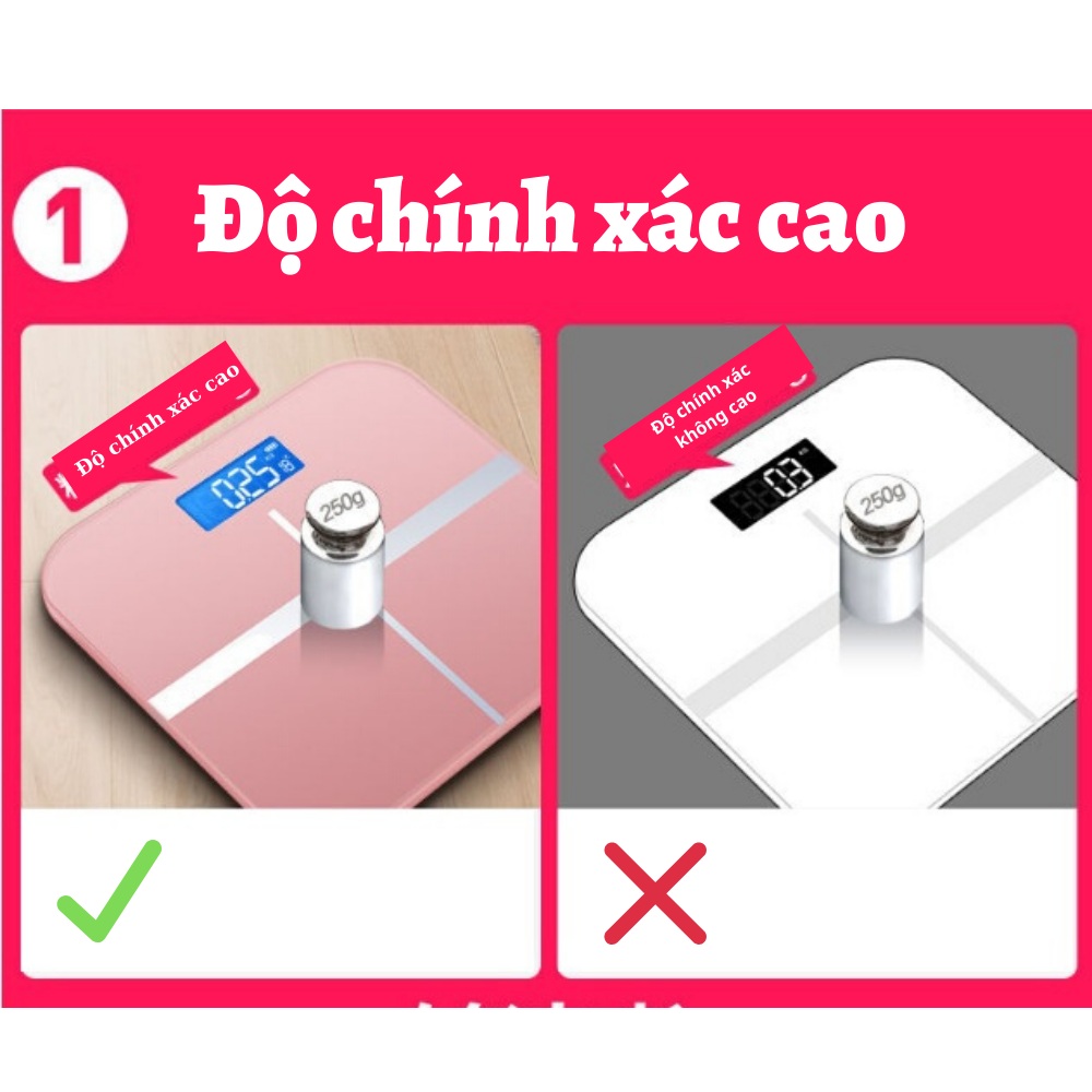 Cân sức khỏe điện tử độ chính xác cao chạy bằng pin – Tặng thước dây - Giao màu ngẫu nhiên