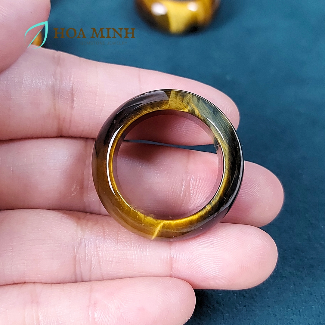 Nhẫn đá Mắt Hổ thiên nhiên loại 5A vip, dày 10-11 li nhẫn size lớn nhẫn nam