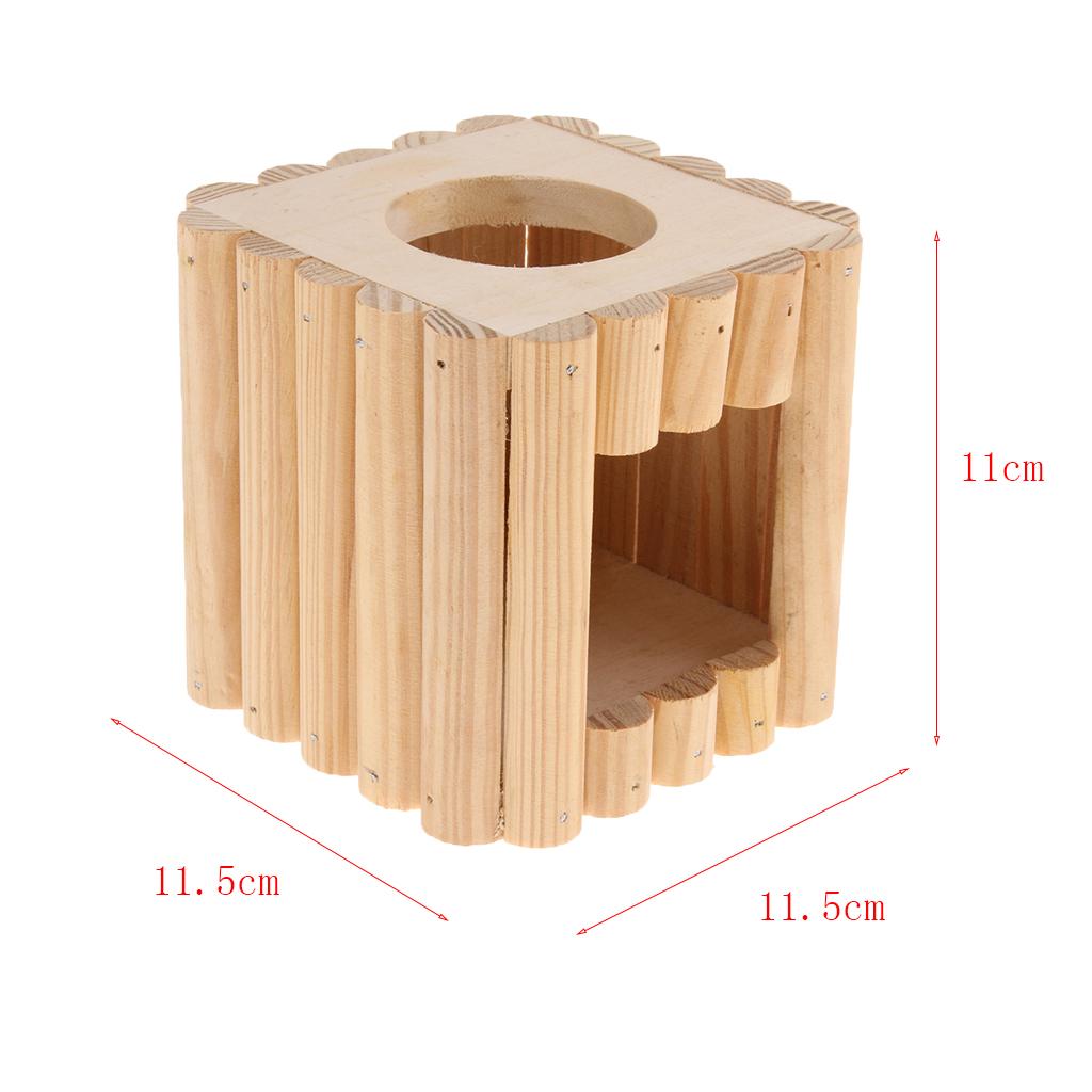 Hamster Nest Double Holes Hut Gerbil Mouse Small Animal Wood Castle