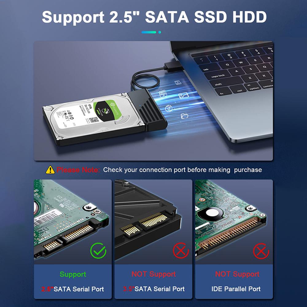 Cybmoon SATA to USB Converter 2.5 Inch SATA SSD HDD Hard Drive Adapter 5Gbps USB 3.0 to SATA Type-c to SATA Adapter for Laptop