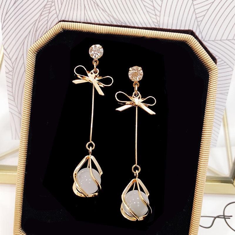 Khuyên tai bông tai nữ nơ thả đá sáng đẹp dự tiệc cô dâu Ring House