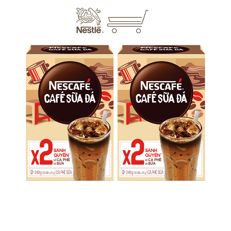 Combo 2 hộp cà phê sữa NESCAFÉ - Cà Phê Sữa Đá (Hộp 10 gói x 24 g)