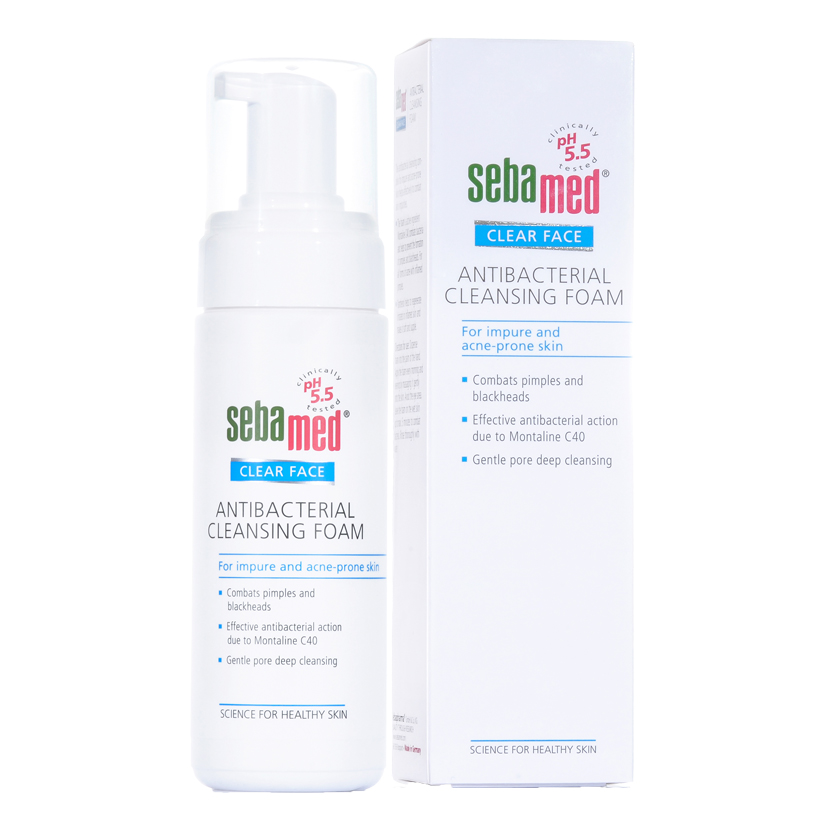 Sữa Rửa Mặt Tạo Bọt Kháng Khuẩn, hỗ trợ Trị Mụn pH5.5 Sebamed Clear Face Antibacterial Cleansing Foam SCF01A