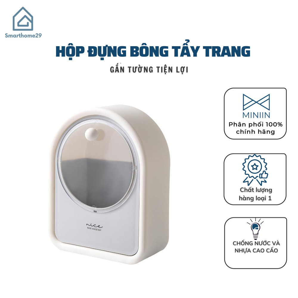Hộp Đựng Bông Tẩy Trang, Cột Tóc, Tăm Bông Treo Tường Thông Minh - Hàng Loại 1 - Chính Hãng MINIIN