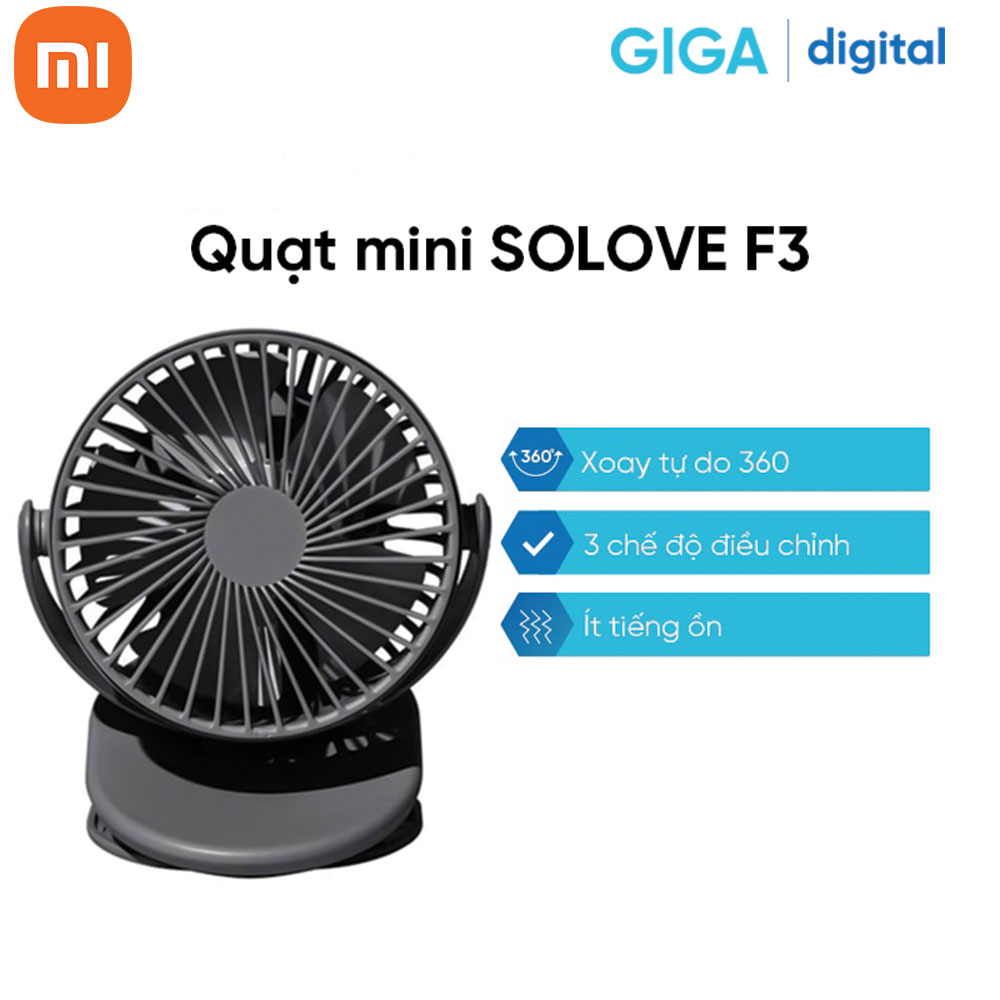 Quạt tích điện để bàn mini Xiaomi SOLOVE F3 Hàng Chính Hãng