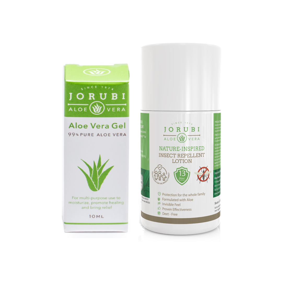 Combo 1 kem chống muỗi và 1 gel làm lành vết thương, chống cháy nắng phù hợp khi đi du lịch Jorubi insect repellent 50g, Aloe vera gel 10ml