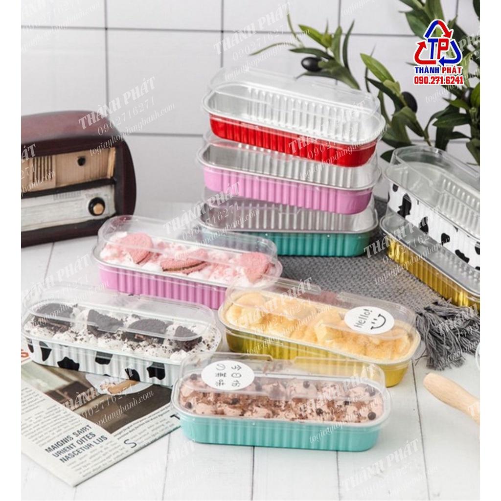 100 hộp thiếc chữ nhật nhiều màu - đế bạc đựng bánh oreo cheesecake, tiramisu, mouus - nướng trực tiếp bánh pizza