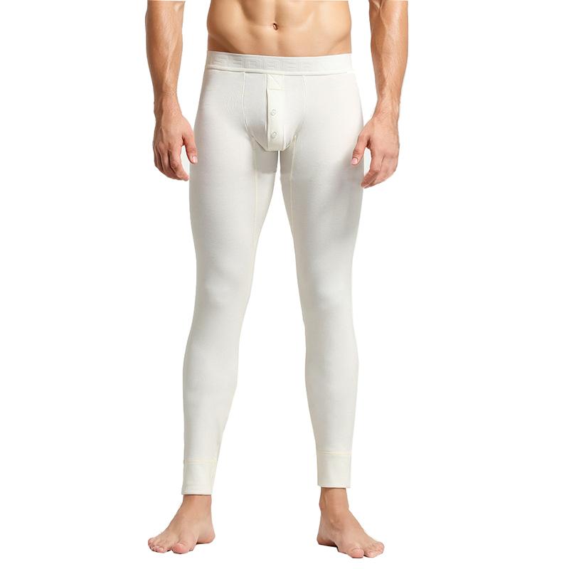 Long Johns Nam Ấm Mở Mặt Trận Căng Giãn Nhiệt Quần Lót Nam Rayon Nén Đáy Quần Legging Nhà Pijama Dài Quần Dài