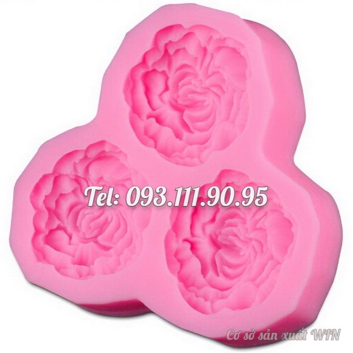 Khuôn silicon làm rau câu 3 hoa cẩm chướng cánh xoăn - Mã số 1479