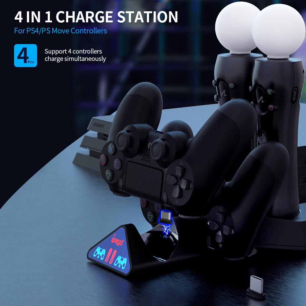 Bộ điều khiển di chuyển IPEGA PG-P4011 P4 / P trạm sạc 4 trong 1 tiếp điểm nhanh cơ sở sạc nhanh thay thế cho P4 / P4 SLIM / P4