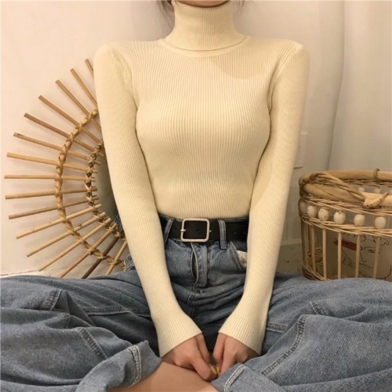 Áo len tăm cao cổ lọ/ Áo len gân cao cổ lọ