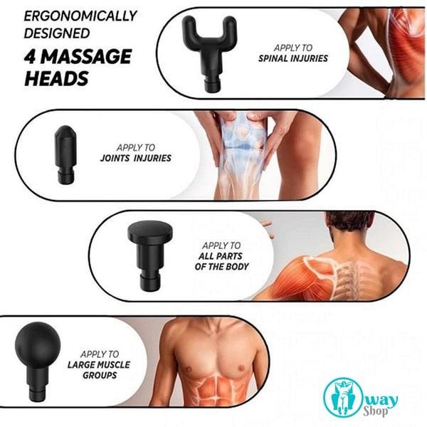 Súng Massage 4 Đầu 6 Chế Độ Fascial Giảm Cơ Căng Cơ Trị Nhức Mỏi Vai Gáy