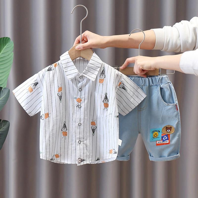 BSN3 Size 80-120 (6-21kg) bộ Áo sơ mi chất đẹp + Quần Jean cho bé HÀNG QUẢNG CHÂU