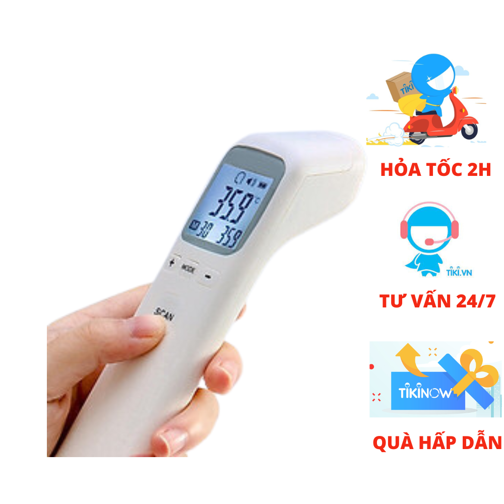 Nhiệt Kế Hồng Ngoại , Đo Không Tiếp Xúc - Cảnh Báo Sốt -- Tặng Kèm 1 Cặp Pin