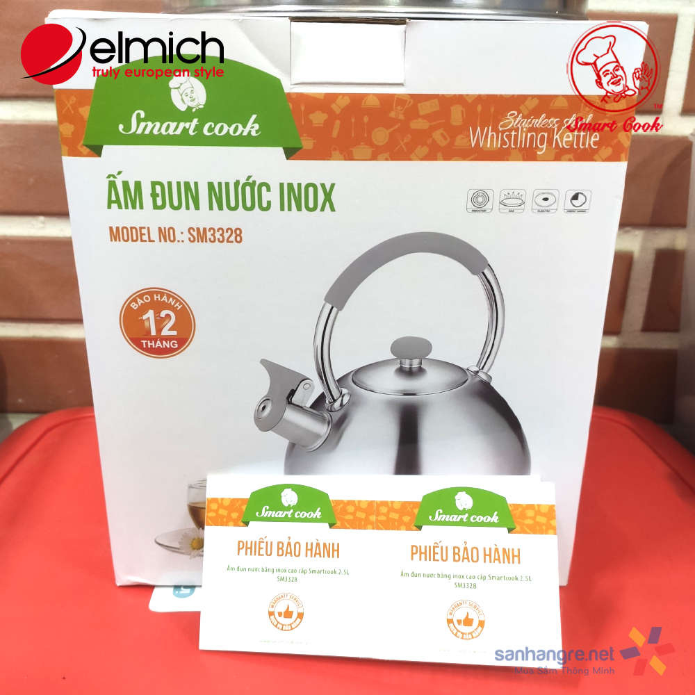 Ấm Siêu Tốc Đun Nước Sử Dụng Cho Bếp Từ Inox 304 Smartcook 2353328 2.5L Hàng Chính Hãng