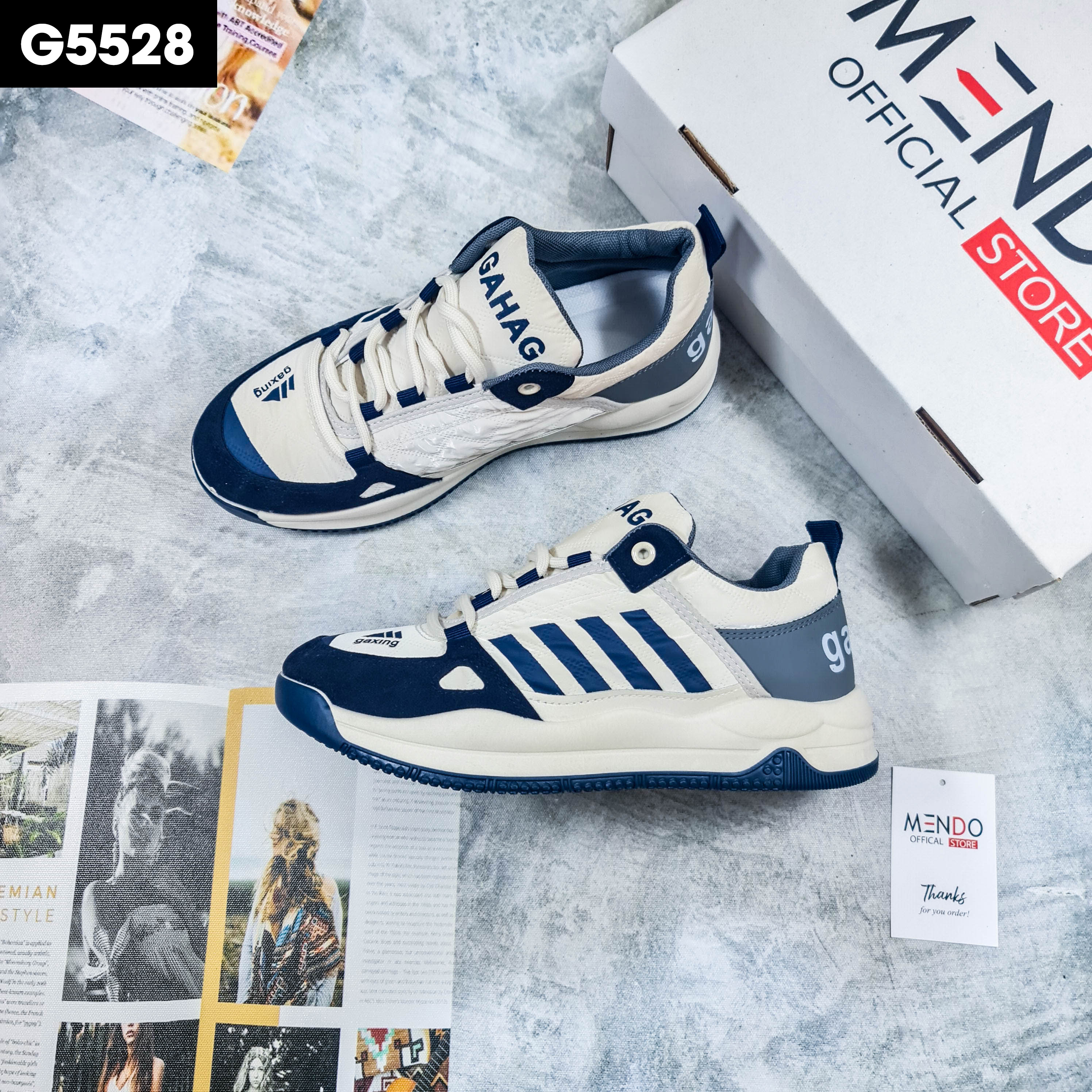 Giày Thể Thao Nam MENDO - Giày Sneaker Màu Xanh Than Chất Vải Dày Dặn, Phối Đồ Dễ Dàng - G5528