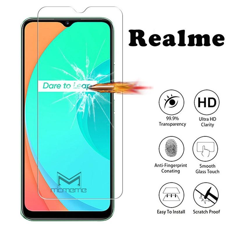 Kính cường lực Realme C11, C12, C15, C17, C20, C21 trong suốt, tặng giấy lau màn hình