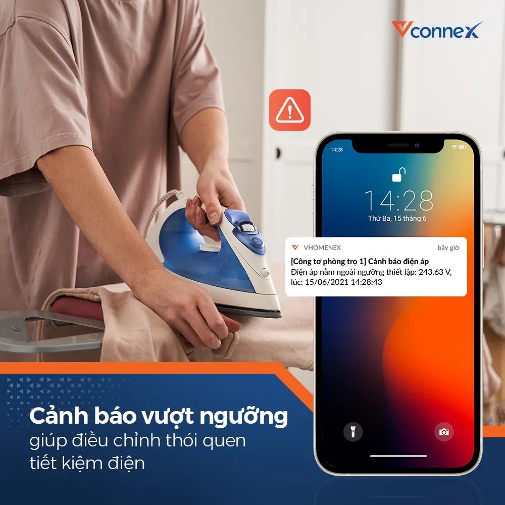 Công tơ điện tử wifi thông minh 1 pha- Bộ theo dõi tiêu thụ điện năng Vconnex