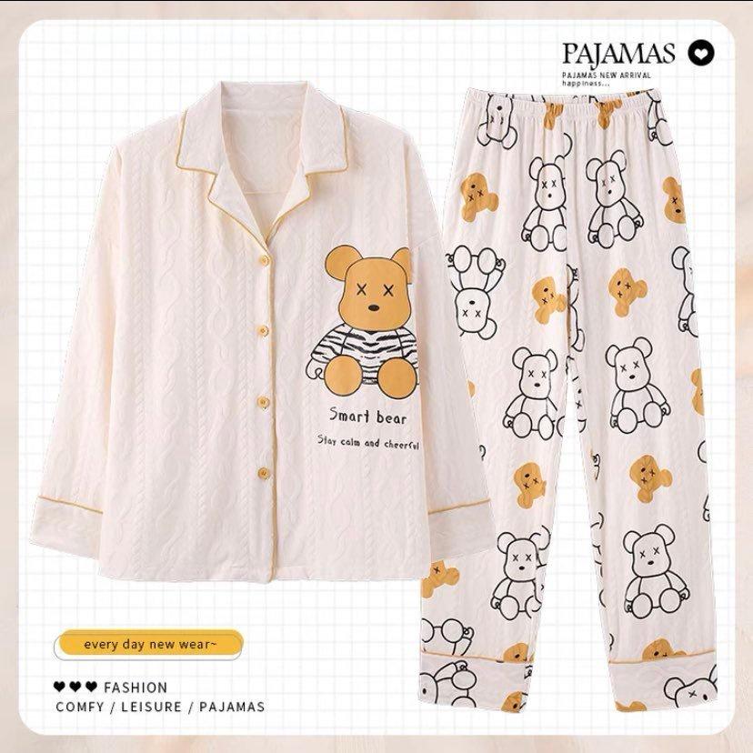 Bộ Pijama Dài Tay Có Cổ Chất Liệu Cotton Nâng Cấp Mới Nhất