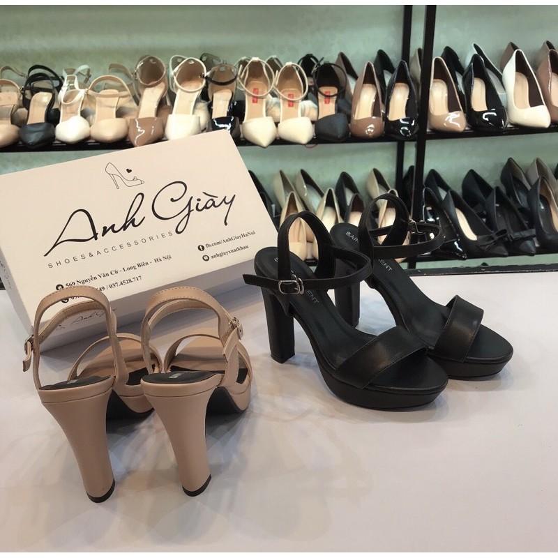 Sandal da lì đúp đế quai ngang gót trụ 12p cực chắc chắn Việt Nam xuất khẩu