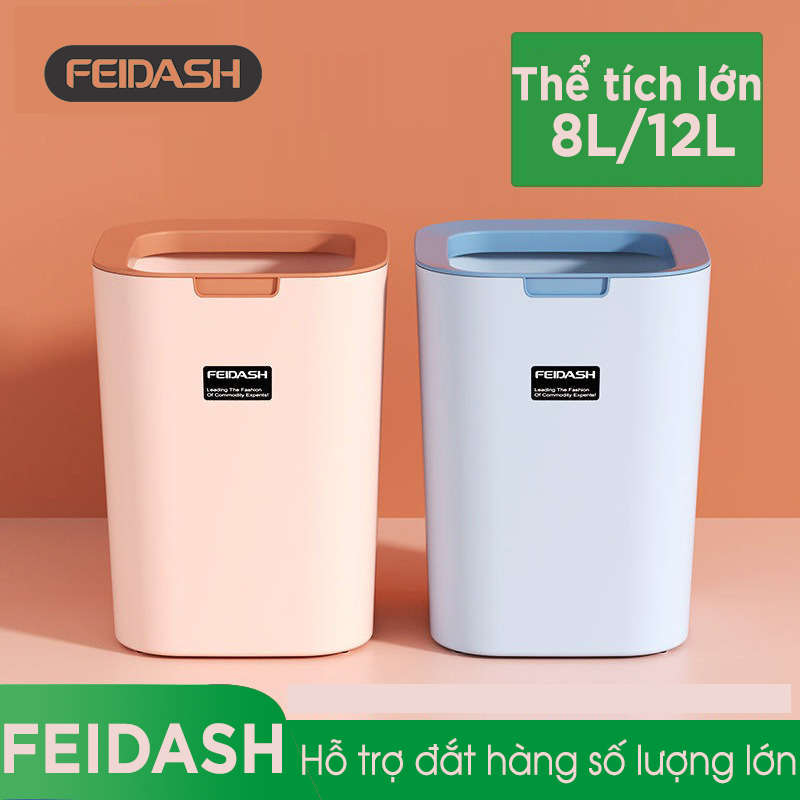 Thùng Rác Vuông 2 Lớp Thiết Kế Mở Không Nắp FEIDASH G3400 - Dung Tích 8L Nhỏ Gọn Tiện Lợi - Màu Sắc Thanh Lịch, Đa Dạng