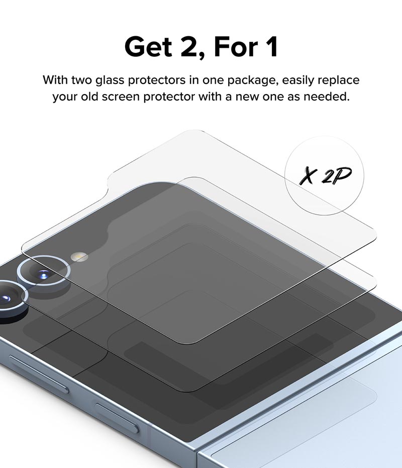 Bộ 2 Miếng Dán cường lực Ringke cho Samsung Galaxy Z Flip 6 RINGKE Cover Display Tempered Glass (Màn hình ngoài)_ Hàng chính hãng