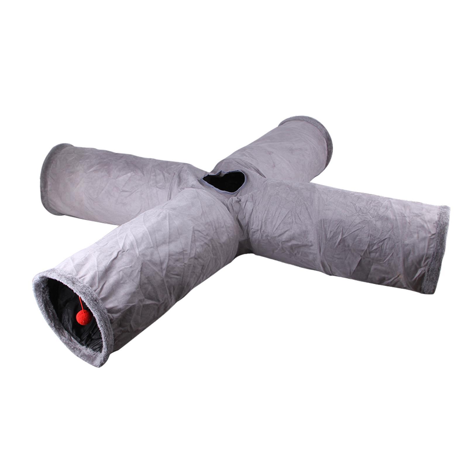 Cat Tunnel Tube for Indoor Cats, Cat Toys 4 Way Collapsible, Kitty Tunnel Cat Pet Toys Peek Hole Toy for Puppy, Kitten, Rabbit