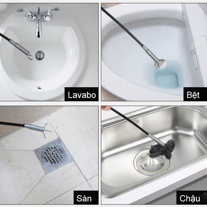 Dụng cụ gắp rác, thông tắc đường ống, lavabo, chậu rửa bếp, chiều dài nhiều loại