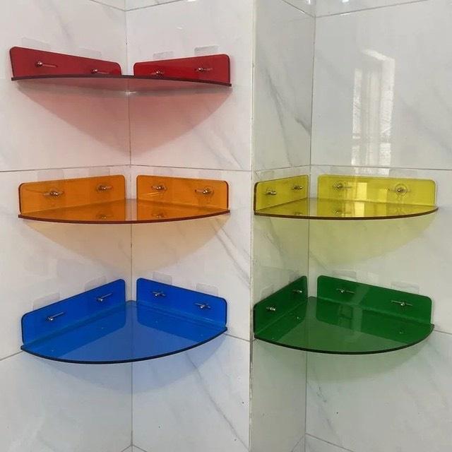 Dày 3mm, 10 màu sắc, 30x30x5cm Kệ Mica treo tường phòng ngủ, nhà tắm, Giá treo tường để đồ cho nhà vệ sinh - Đỏ, Đỏ