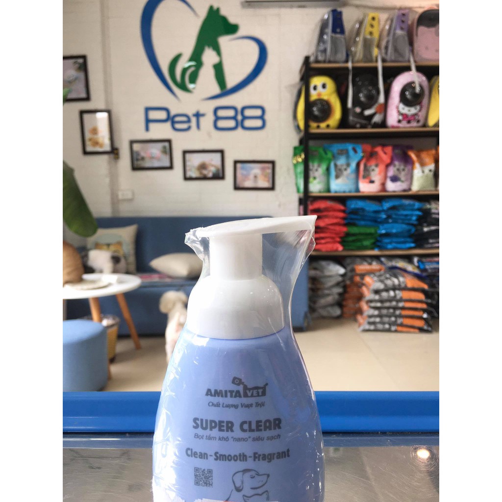 Bọt tăm khô cho chó mèo Super Clear Amitavet 250ml
