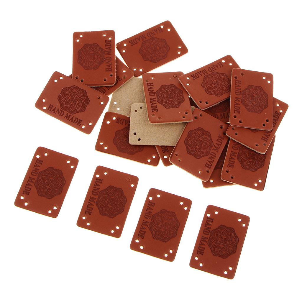 20 Miếng PU Leather Nhãn Handmade Tag Nhãn Embellishments Đồ Trang Trí