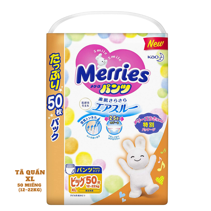 Bỉm - Tã quần Merries Jumbo size XL 50 miếng (Cho bé 12~22kg)