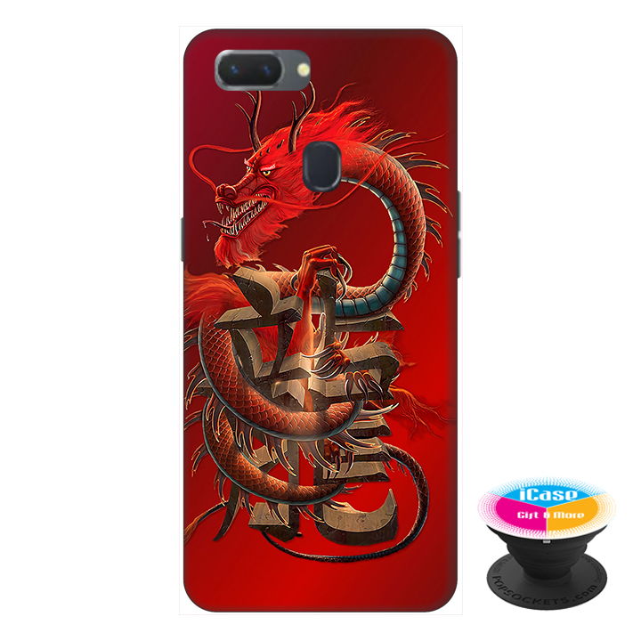 Ốp lưng điện thoại Oppo A5S hình Rồng Đỏ tặng kèm giá đỡ điện thoại iCase xinh xắn - Hàng chính hãng