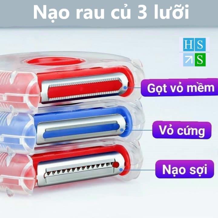 Dụng cụ gọt nạo bào sợi củ quả đa năng 3 in 1 (Giao mầu ngẫu nhiên) , nạo tròn xoay đa năng