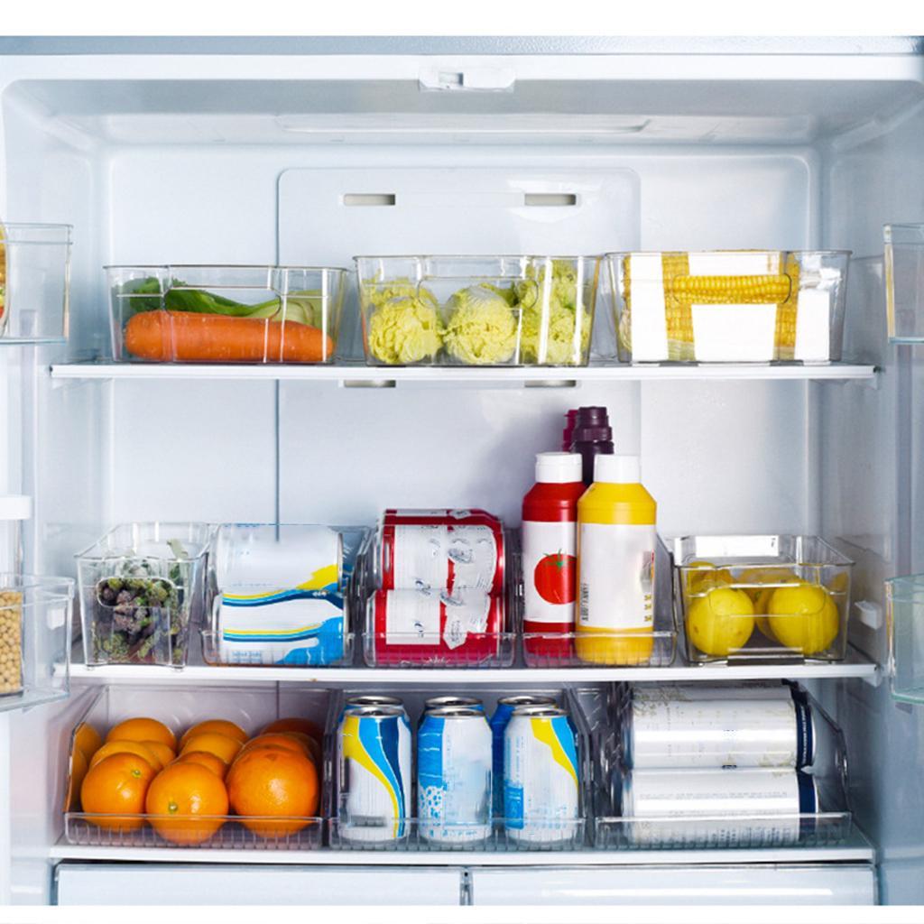 2x Clear Cabinet Fridge Freezer Food Storage Box Organizer Bins Cupboard