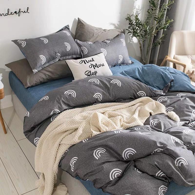 Chăn Ga Gối Đệm -Sét Chăn Ga Gối Cầu Vồng Ghi PolyCotton