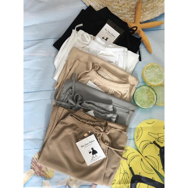 Quần culottes dáng dài cạp chun gân tăm nhiều màu