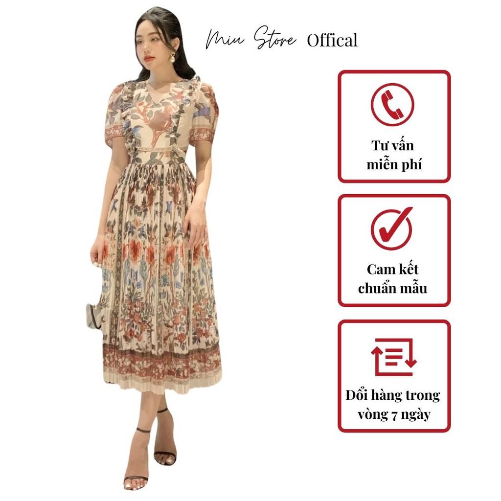 Đầm voan dập ly họa tiết vintage D00194