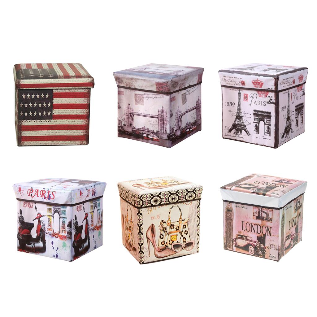 Foldable Storage Ottonmans Box Chest Seat Food Stool