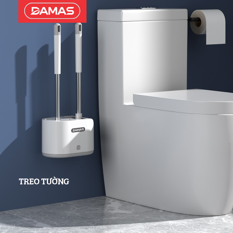 Bộ Cọ Bồn Cầu Toilet, Cọ Nhà Vệ Sinh Cao Cấp DAMAS MT2 - Có Bình Đựng Nước Tẩy, Cây Cọ Silicon, Bàn Chải Sàn - Thiết Kế 2 Phiên Bản Để Bàn Và Treo Tường Tiện Dụng