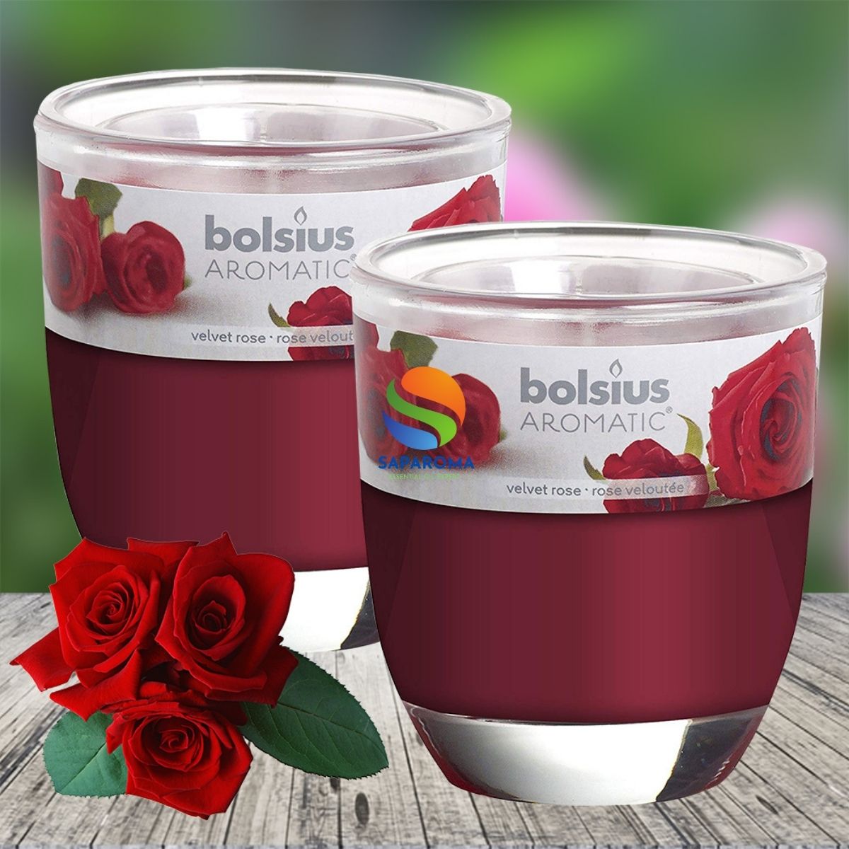 Combo 2 ly nến thơm tinh dầu Bolsius Velvet Rose 105g - hoa hồng nhung, nến trang trí, thơm phòng, thư giãn, Hỗ trợ khử mùi
