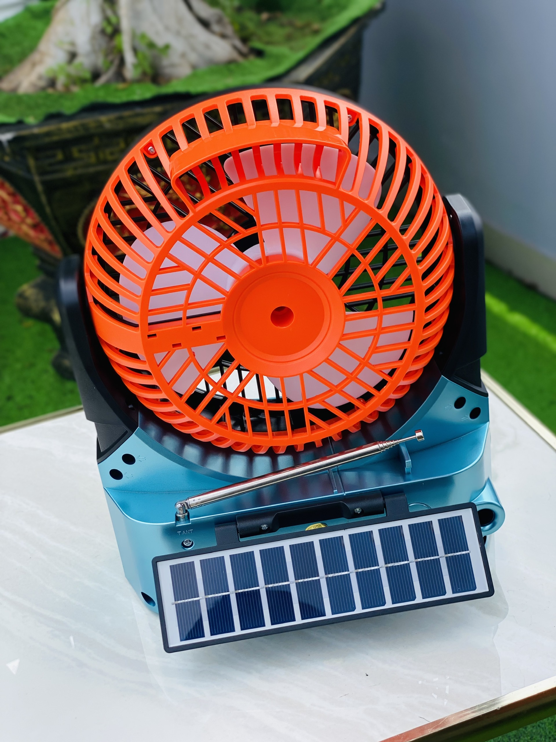 Quạt Đa Năng 4in1 FP 335S Có Năng Lượng Mặt Trời  Kèm Loa Nghe Nhạc, Đài FM, Đèn Pin FM, USB, TF Tiện Lợi Du Lịch Cắm Trại Dã Ngoại Hàng nhập Khẩu