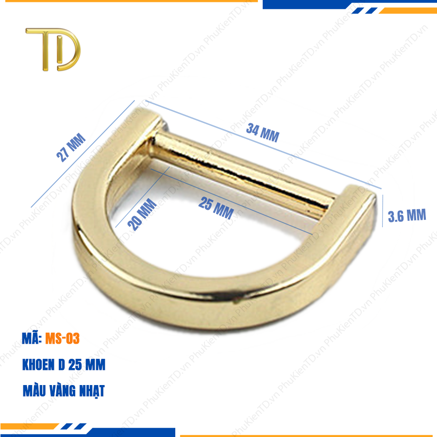 Khoen d túi xách, Khoen chữ d túi xách, Khoen bán nguyệt túi xách 25mm mạ điện độ bền 5-8 năm