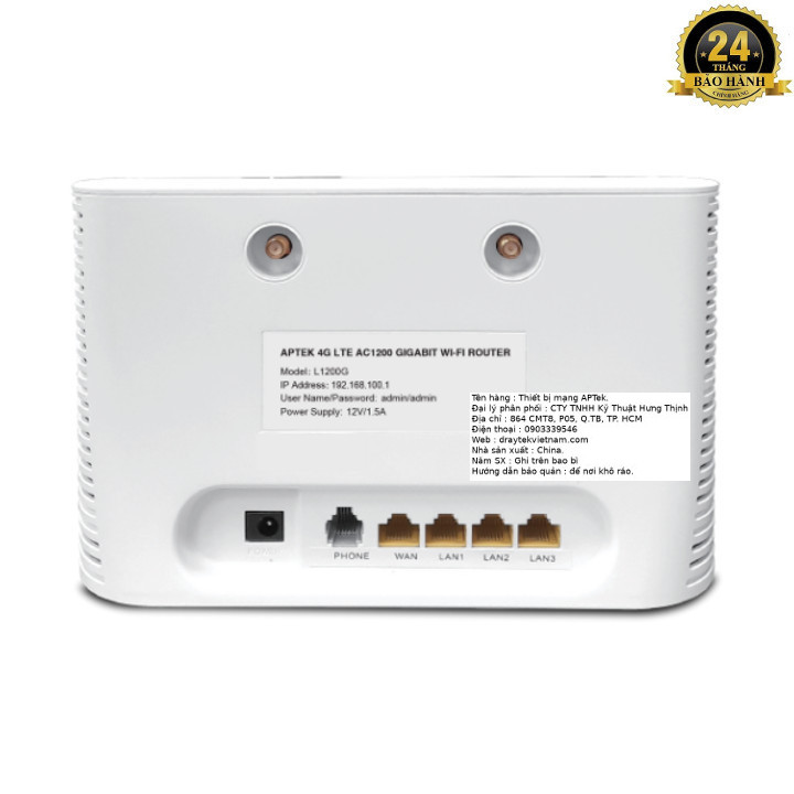 Router Wifi 4G LTE APTek L1200G - Hàng chính hãng