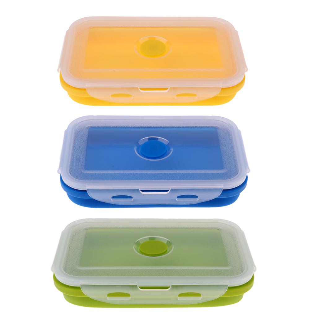 Portable Silicone Collapsible Lunch Bento Box, Microwave, Dishwasher and Freezer to Oven Safe