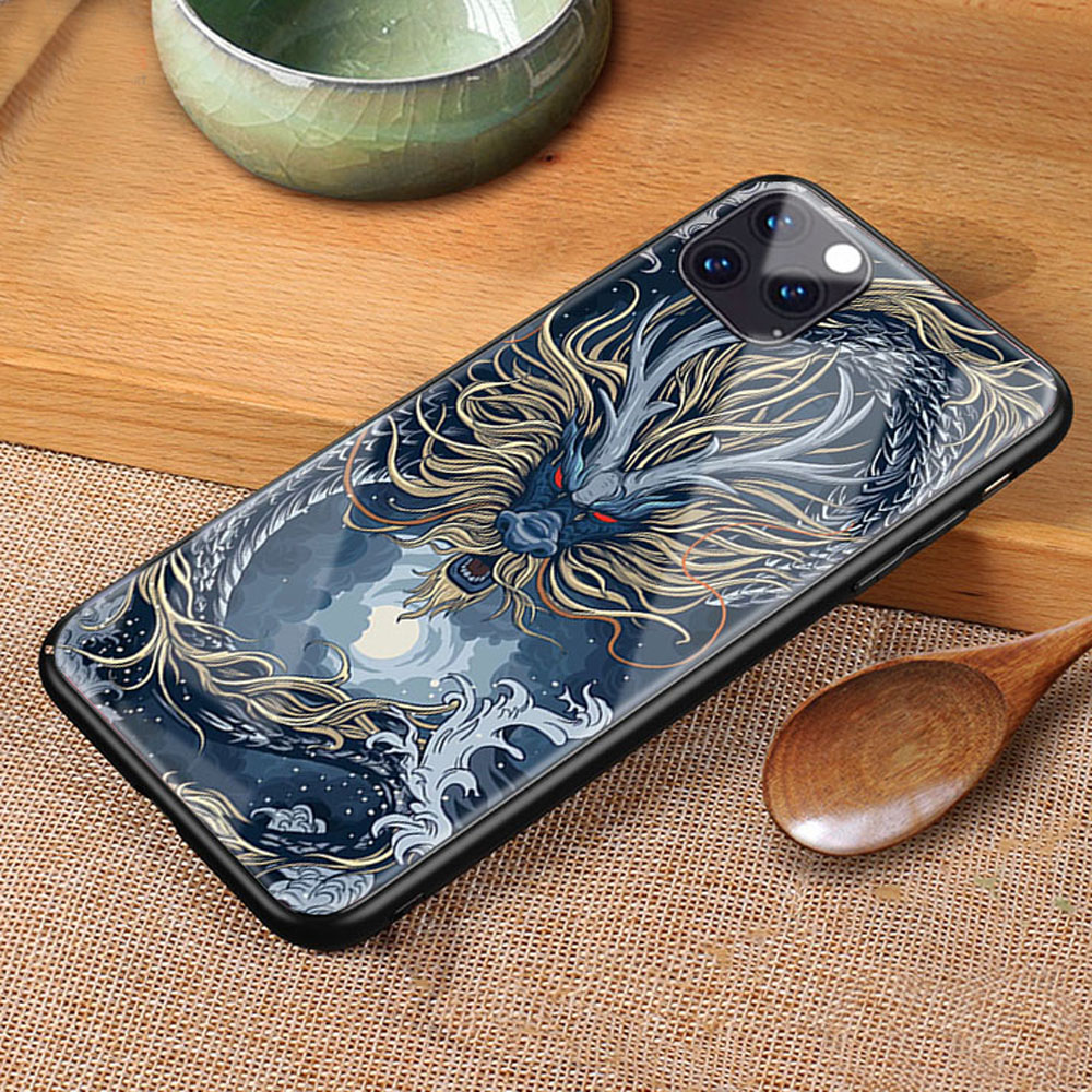 Ốp lưng iPhone 11 & iPhone 11 Pro & iPhone 11 Pro Max in 3D hình rồng mặt lưng kính cường lực
