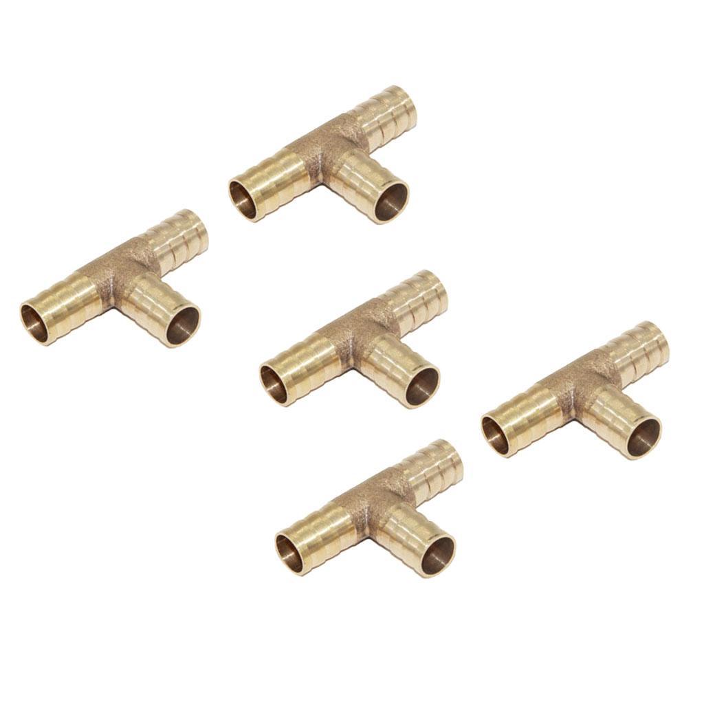 3-5pack 5pcs Brass T Type Joiner Fuel Hose Joiner Tee Connector Air Water Gas