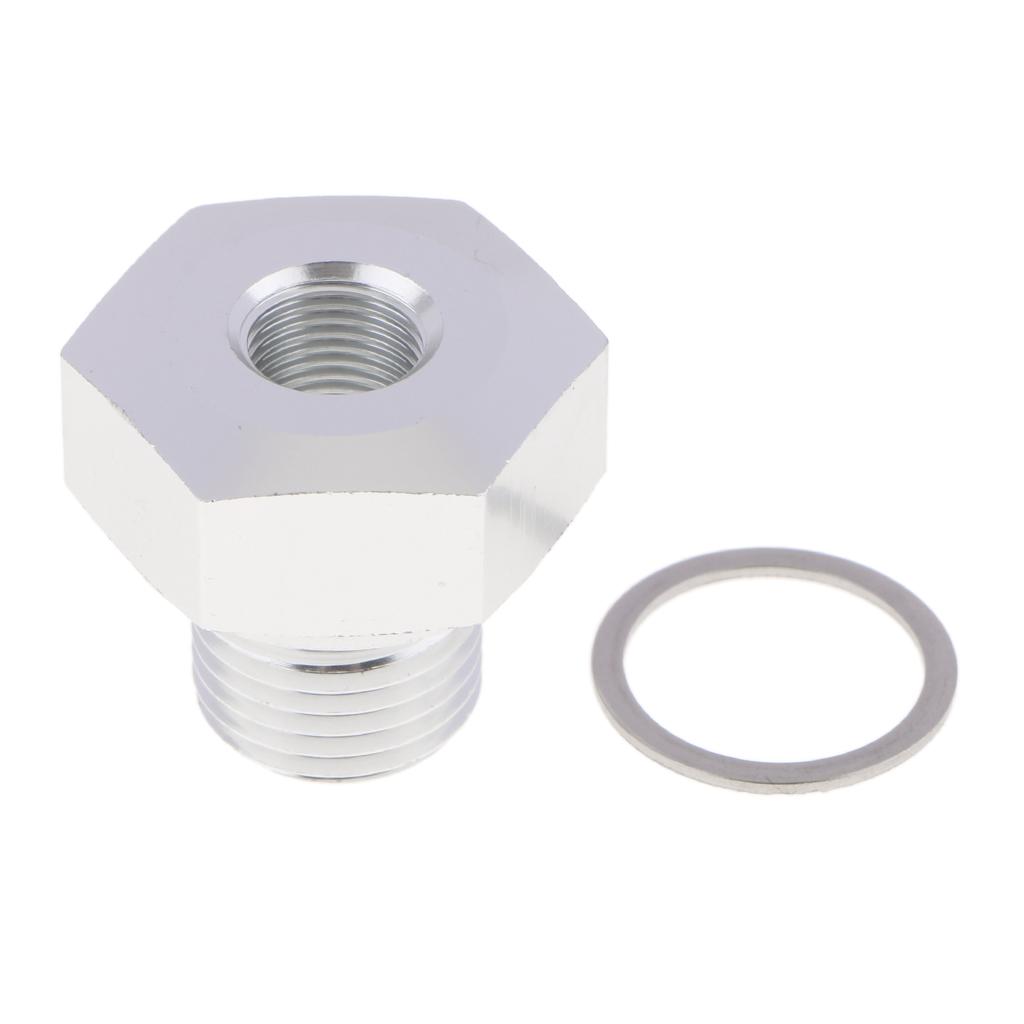 Oil Pressure Sensor Adapter M16X1.5 to 1/8 NPT Turbo Feed Port Gauge Adapter with Gasket,Sliver